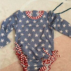 Starry Blue and Red Kids Bathing Suit